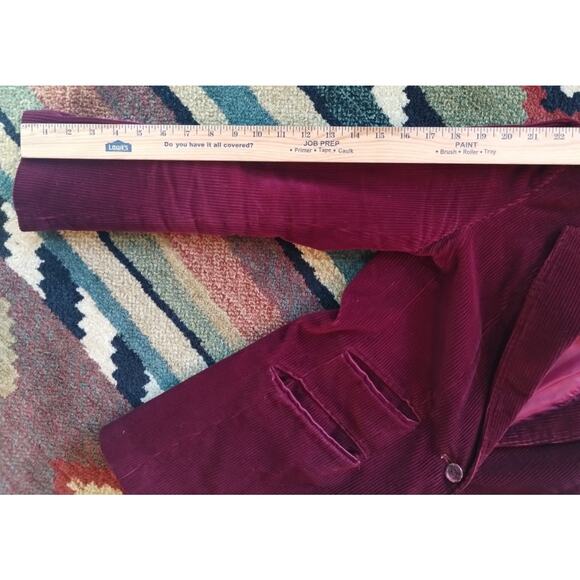 Vintage Red Thick Textured Corduroy Jacket Blazer Lined Pocketed Women’s Size 16 - Picture 7 of 8